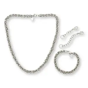 Bellezza Bronze Byzantine Chain Necklace and Bracelet 2-piece Set