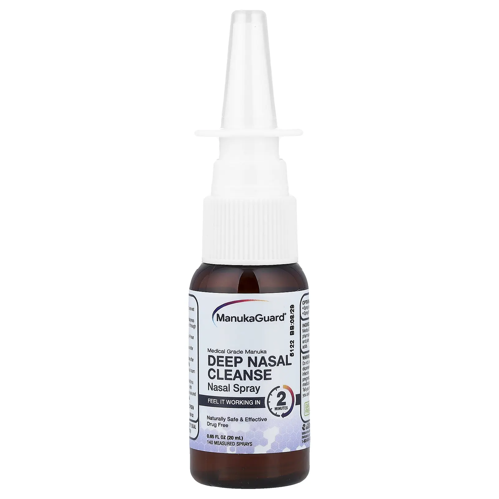 ManukaGuard Medical Grade Manuka, Deep Nasal Cleanse Nasal Spray, 0.65 fl oz ( 20 ml) | HSA/FSA Eligible