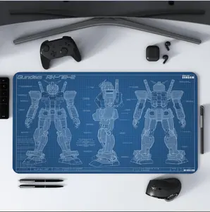 [4 Samples] Gundam RX-78-2 Blueprint Desk Mat, Mechanical Schematics Mousepad, Mtg Gaming Desk Mat, Gaming Mousepad Large, Perfect for
