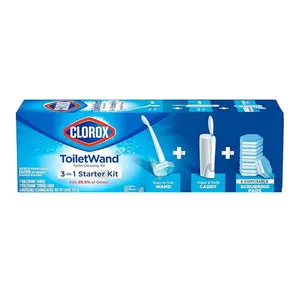 Clorox ToiletWand Toilet Cleaning Kit, ToiletWand, Caddy and 6 Refills, Pack of 6 (Pack May Vary) Brush Disposable