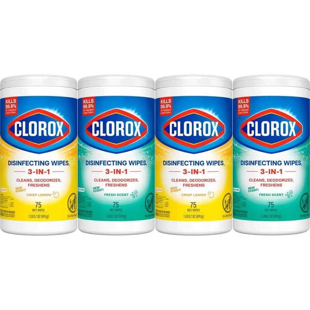 Clorox Disinfecting Wipes 75 Count 4 Pack Bleach Free Cleaning Wipes Multi Surface Antibacterial Lemon Fresh