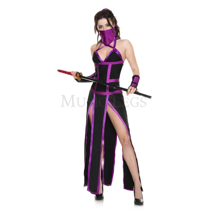 212 MAIN Music Legs 70986-XL Slay Stealth Women's Party Costume - XL, 4-Piece Set with Matching Accessories, Slit Dress, Arm Warmers for Pet Supplies-Inspired Events