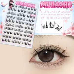 MIXIAOHE 90 Clusters No-Glue Lashes  | DIY, C-Curl & Voluminous | Pre-Glued Segments for Natural Length (10-14mm) | Easy for Beginners! #NoGlueLashes #LashClusters #DIYLashes