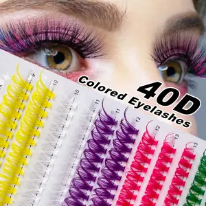 280pcs 40D Fluffy Eyelash Clusters Colored False Eyelashes D-Curl 0.07mm Segmented Length 9-16mm Natural Extensions Cosmetic for daily wear, vacation, Halloween, Christmas, and New Year Makeup