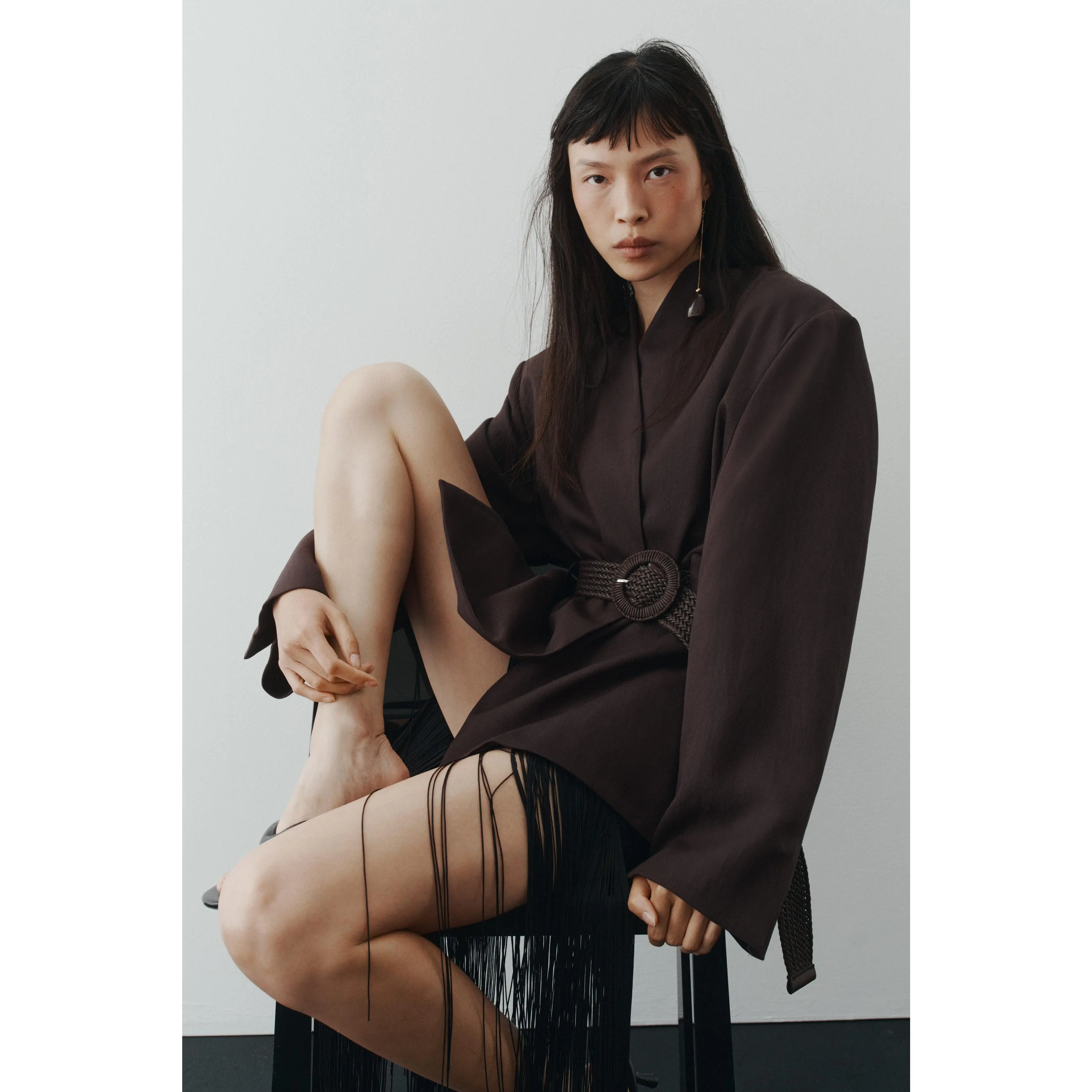 H&M Belted lapelless blazer