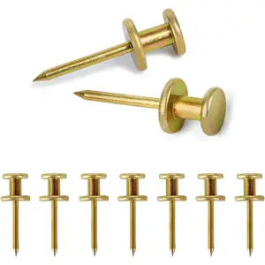 Double Headed Picture Hangers 20lbs 50 count  Plaster Hooks for Wooden & Drywall Wall  Nails Thumb Tacks with Storage Box