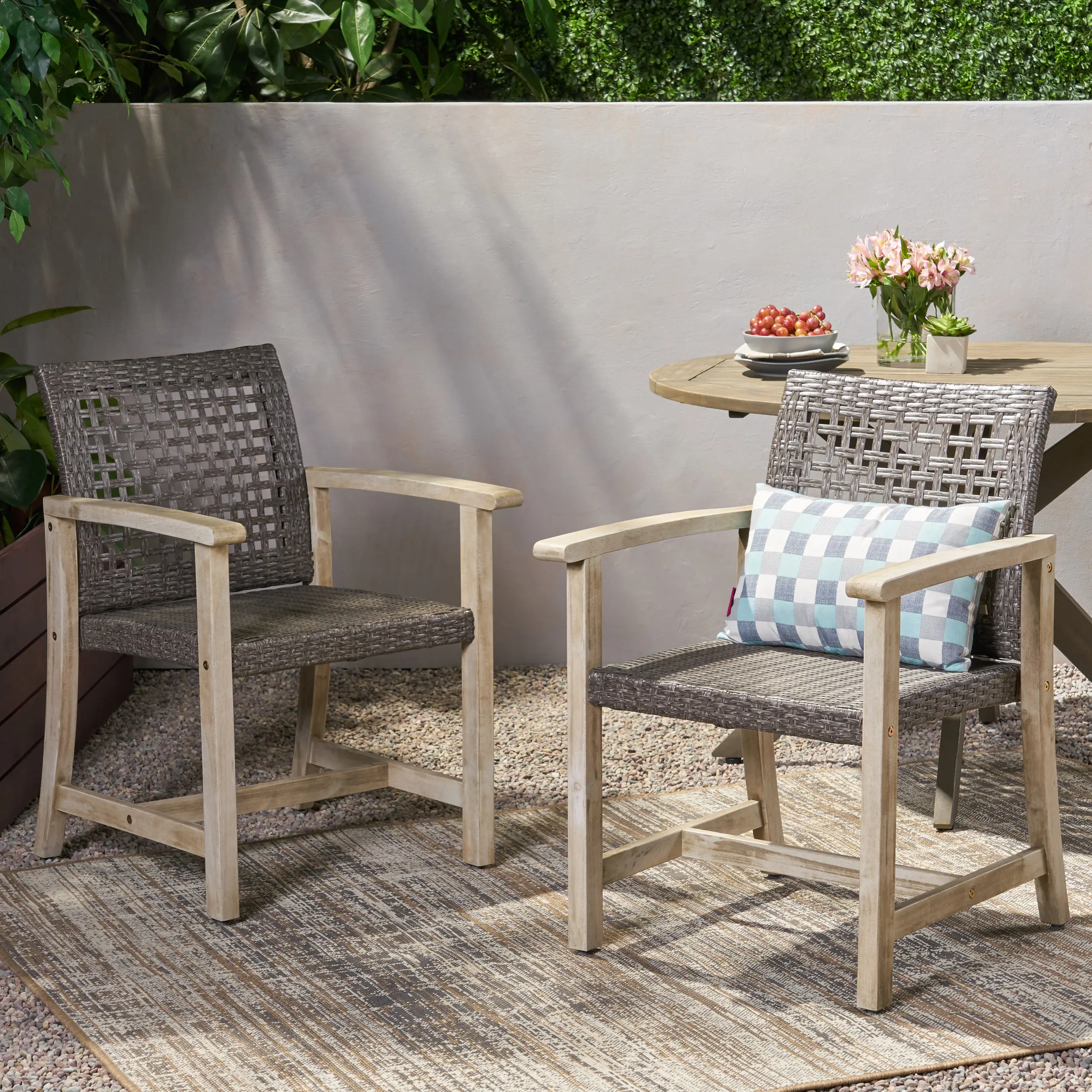 Hampton Wood and Wicker Dining Chair Set of 2 - Indoor Dining Room Chairs with Natural Wood Frame and Wicker Seat, Farmhouse Style Side Chairs for Kitchen or Dining Room, Set of 2 Chairs, Dining Room Chairs for Kitchen, Dining Room