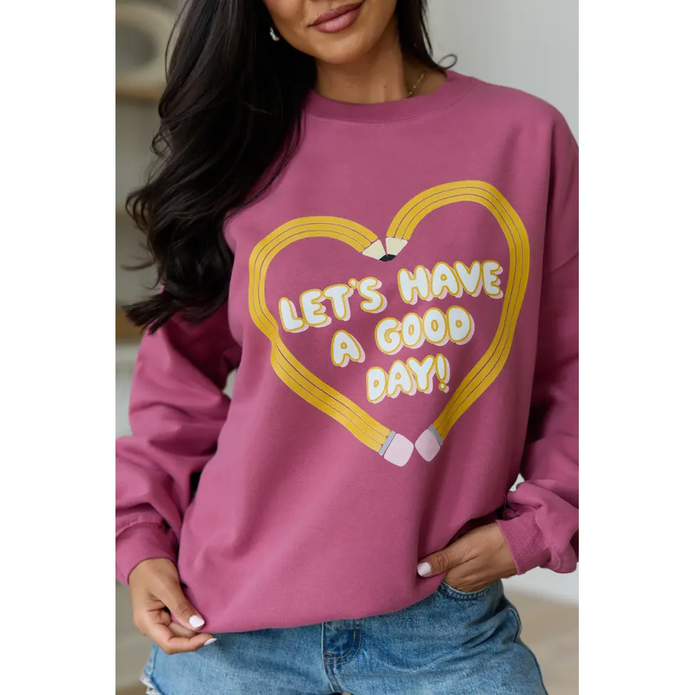 Pencil Heart Rose Graphic Sweatshirt SALE