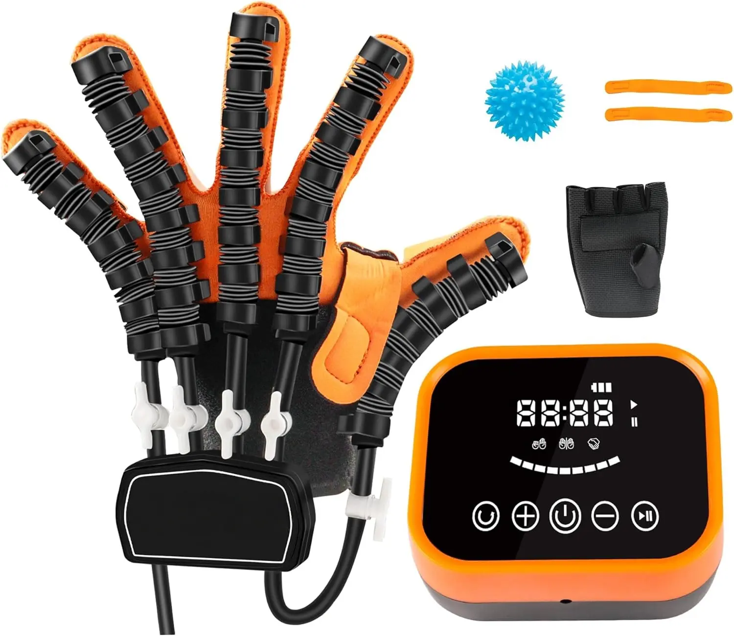 Portable Multi-Function Hand Strengthening Rehabilitation Robotic Glove - USB Charging Adaptive Training Healthcare Equipment for Stroke Patients, Orange