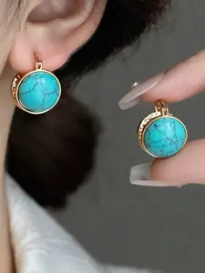 Boho Synthetic Gemstone Turquoise Earrings for Women Geometric Vintage Style, Bohemian Jewelry Design, Perfect Gift Idea for Her