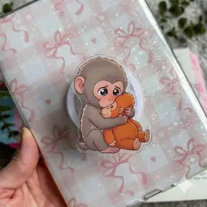 Comforting Monkey Hug Phone Grip - Aesthetic Sad Monkey Friend Mobile Holder - Sweet Emotional Support Accessory for Kindle and Phone - Heartwarming Gift for Loved Ones and Best Friends