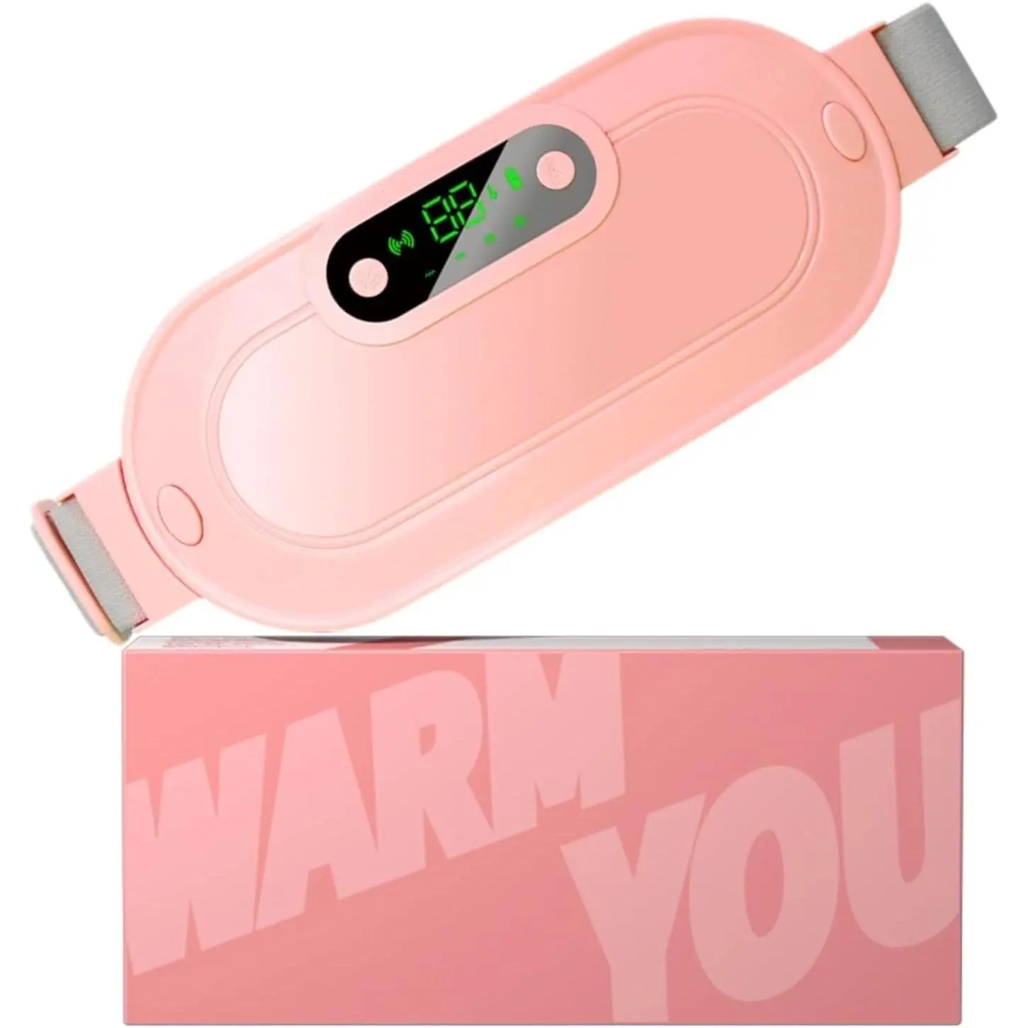 Heating Pads, Period Cramp Massager Portable Cordless Heating Pad with 3 Heat Levels and 4 Massage Modes for Back Pain Relief Menstrual Heating Pad (Pink)