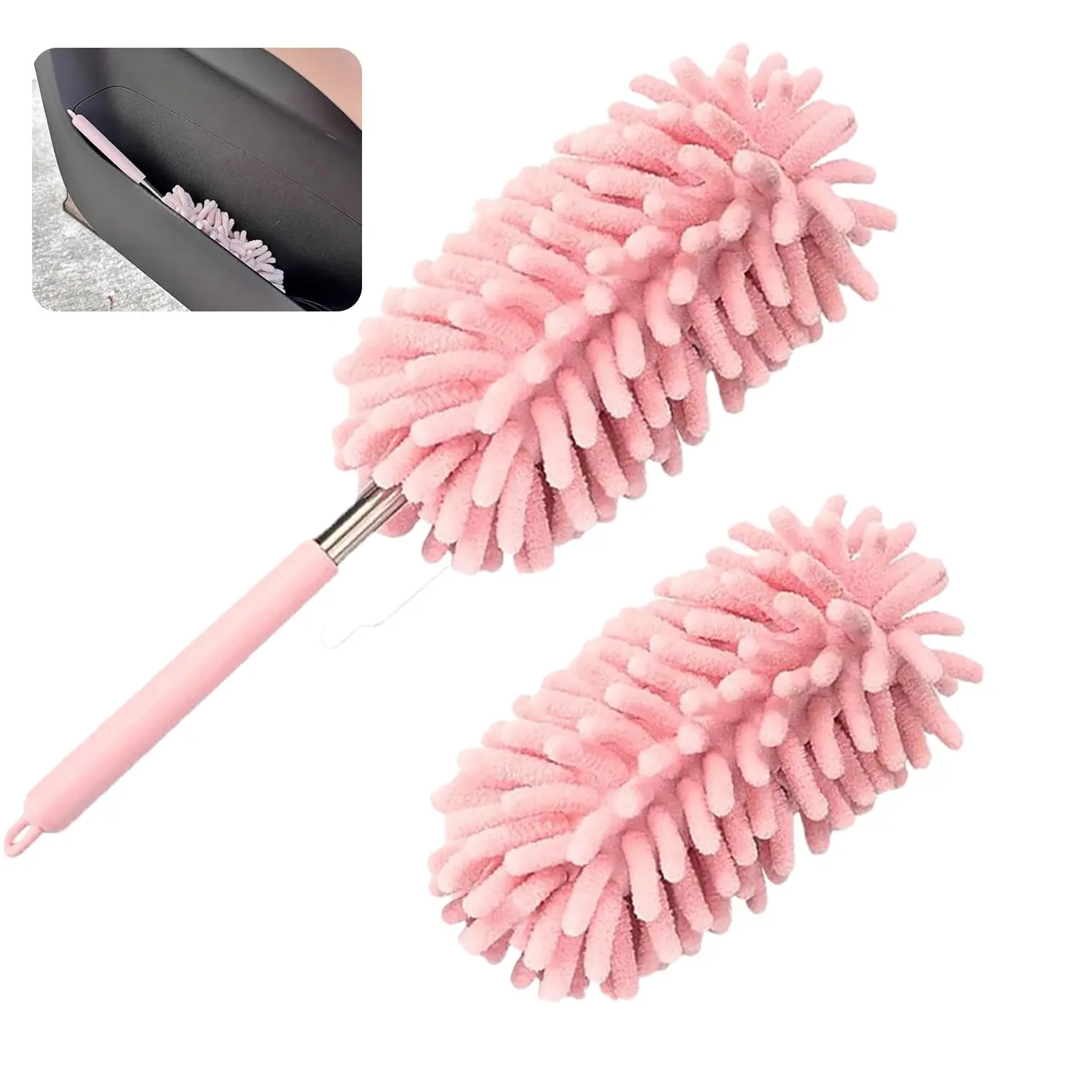 Foldable Adjustable Extendable Long-Handled Microfiber Duster - Cleaner Wand with Replacement Extendable Microfiber Pads, Dust Duster for Car, Home Cleaning (Office, Furniture), Adjustable Extendable Long-Handled Dusters/Duster Heads