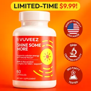 VUVEEZ NMN NAD Support Supplement – NMN Resveratrol Complex with Ashwagandha Rhodiola L Theanine Vitamins B6 B12 – Supports Cellular Energy and NAD Levels – 60 Capsules – Shine Some More