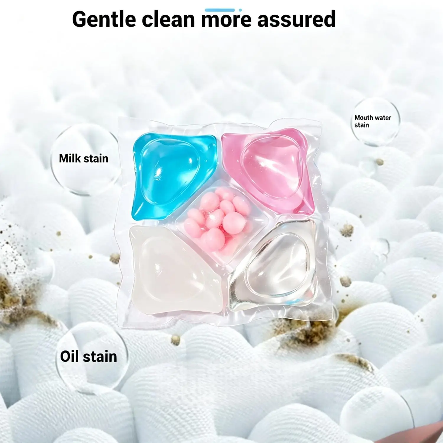 5-in-1 Concentrated Laundry Detergent Pellets (290g Pack) - Non-Paste All-Purpose Cleaner, Deep Cleaning, Stain Removal, Softening, Anti-Static, Low Foam Easy Rinse, Long-Lasting Fresh Scent Household Cleaner
