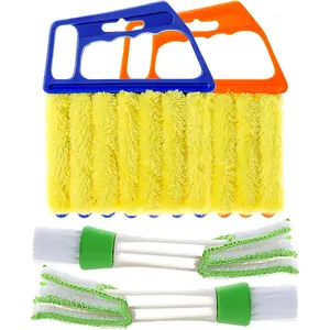 4 count Window Venetian Blind Cleaner Duster Tool,Washable 7 Fingers Dusting Cleaner and Air Vent Cleaner,Shutter Brush,Blinds Air Conditioner Keyboard Fan Duster Dirt Housekeeping Tool
