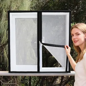 Zipper Window Screen Kit, Removable Fine Mesh Bug Screen, Hook and Loop No-Drill Installation, Breathable Dustproof Net, Fits Multiple Window Sizes for Home