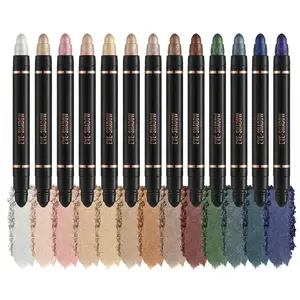 Eyeshadow Stick Set 12 PCS High Pigmented Cream Matte Eyeshadow Pen Waterproof Long Lasting Shimmer Eyeshadows Stick with Soft Brush