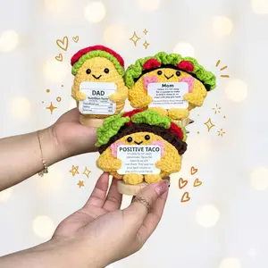 Positive Crochet Taco Family, Decor Basket Support Stocking Stuffers Emotional Inspiration Soft Handmade Comfortable Tactile Experience