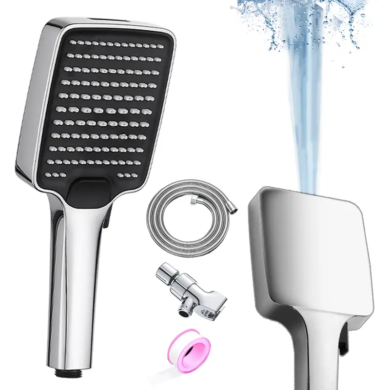 3-in-1 Square Panel Shower Head Set - Wall Mount Plastic Shower Heads with Detachable Handheld, Supercharged Pressure Rainfall, Pulse Massage, Stress-Relieving Bathroom Fixture for Home Improvement