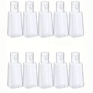 Clear Round Shoulder Travel Bottle with Flip Lid, Empty Cosmetic Sample Dispenser, Refillable Squeeze Bottles, Leak Proof, Flip Cap