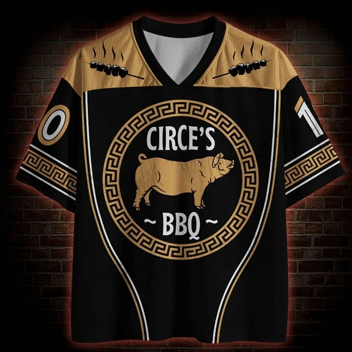 Circe's BBQ Mesh Jersey → Circe's BBQ Mesh Jersey, Greek Mythology Inspired Mesh Jersey, Fantasy Graphic Baseball Style Shirt, Oversized Athletic Streetwear LWZ