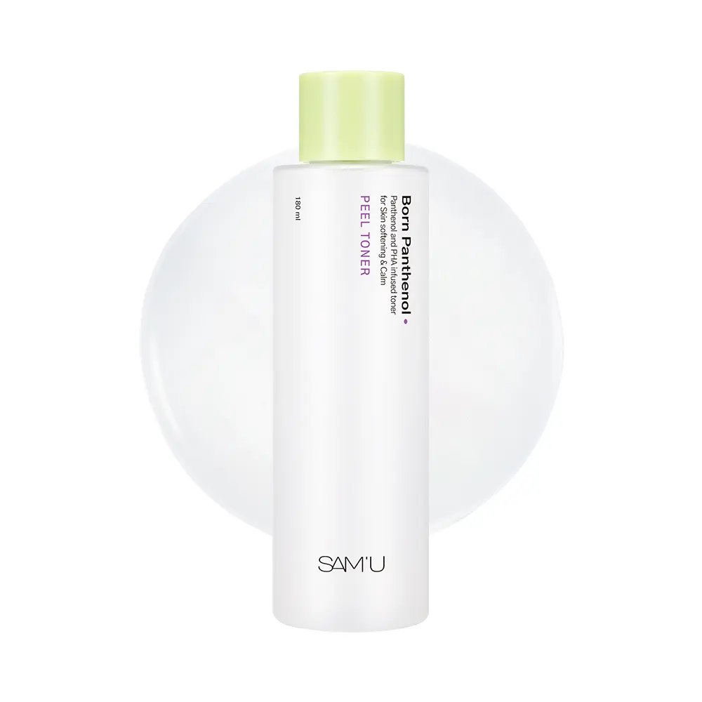 SAM'U Born Panthenol Peel Toner 180ml - Soothing & Strengthening pH-Balancing Toner with Green Tea Extract for Sensitive Skin Daily Lightweight