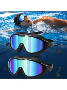 Swim Goggles 2 Pack, Wide View Anti Fog & UV, Best Swimming Goggles for Adults with Comfort and Fit,