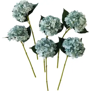 Fall Blue Hydrangea Artificial Flowers,6Pcs Faux Fall Hydrangea Flowers,Artificial Hydrangeas Flowers With Stems,Fake Hydrangeas,Silk Hydrangeas Flowers With Stems for Home Decor ( fall blue)