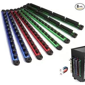 4-Piece Magnetic Socket Organizer Kit, 1/4'' 3/8'' 1/2'' Heavy Duty Socket Holder Holds 40 Clips, Aluminum Sockets Rail for Tool Box Drawer with 1/4'' Slidable Drill Bit Organizer Holds 40 Bits