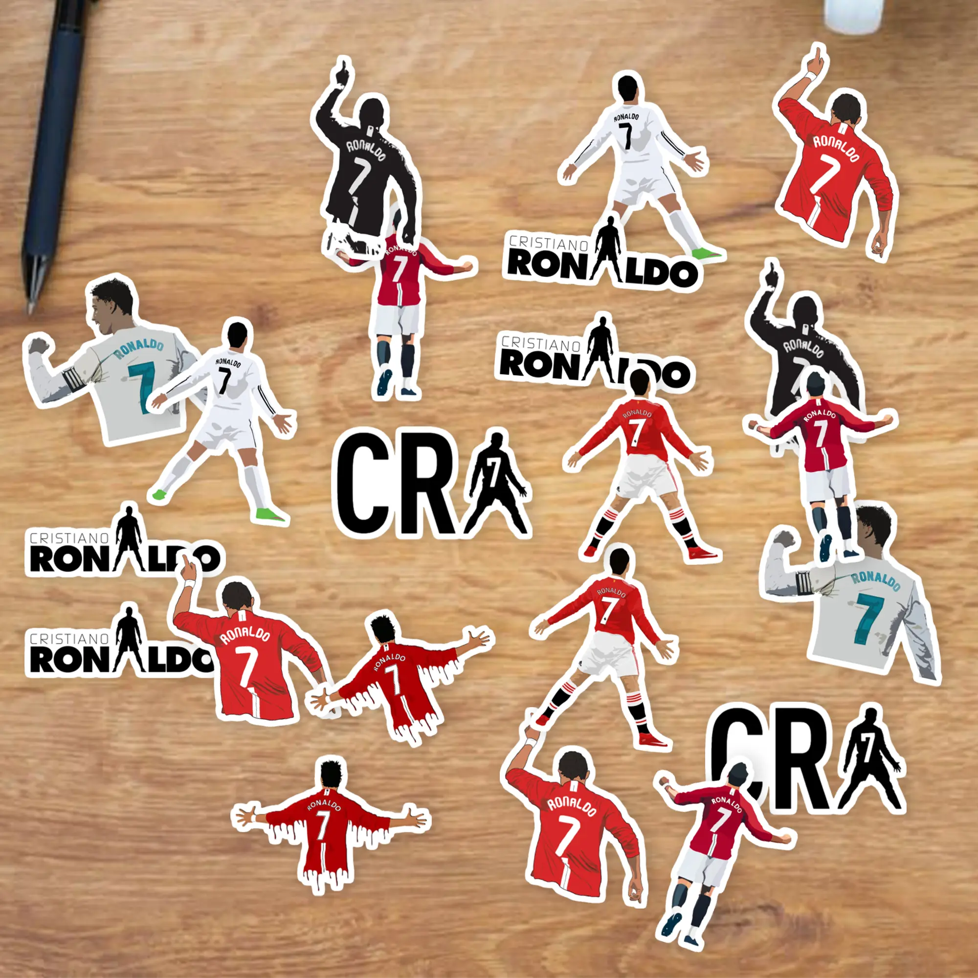 Stickers Pack 20 Pcs Cristiano Luggage Bottle Ronaldo Waterproof Laptop Bumper Car Guitar Aesthetic Skateboard Colorful Water Vinyl Bike