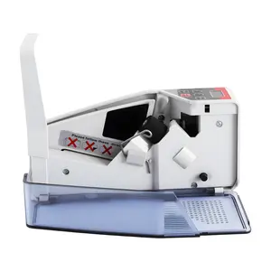 Bill Counter (White) Metal + Plastic + Rubber Construction LED Display Supports 100-240V Adapter / Includes Storage Bag - Suitable for Banks, Stores (Counts Multiple Currencies)