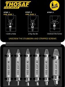 THOSAF Damaged Screw Extractor Set - Drill Bit Tools for Rusty, Broken, Stripped Screw and Bolt Removal, Father's Day Gift for Dads
