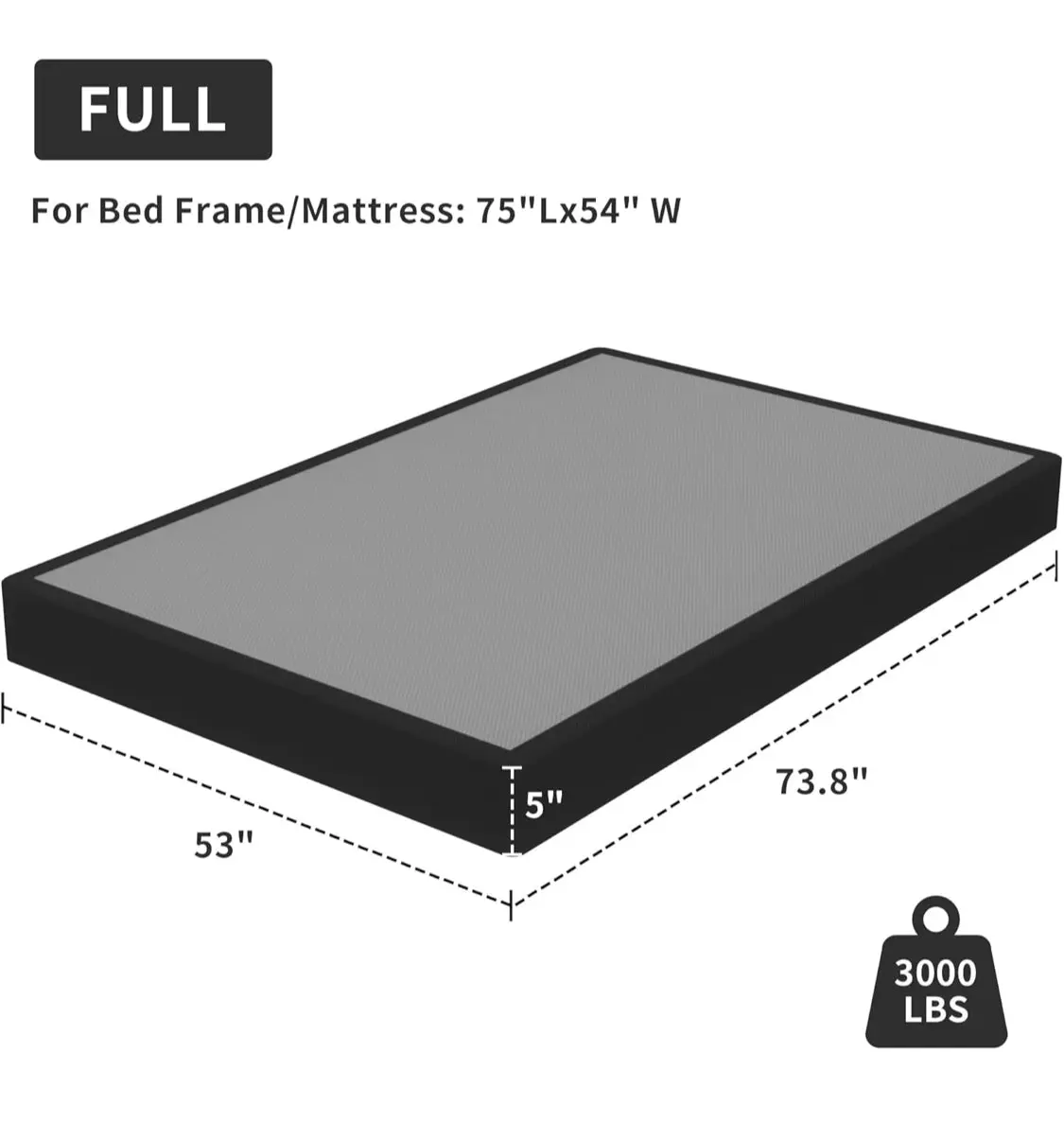 Box Spring Heavy Duty Metal Bed Frame with Fabric Cover, 3000lbs Max Weight Capacity Bed Base Mattress Foundation, Easy Assembly, Noise Free Full