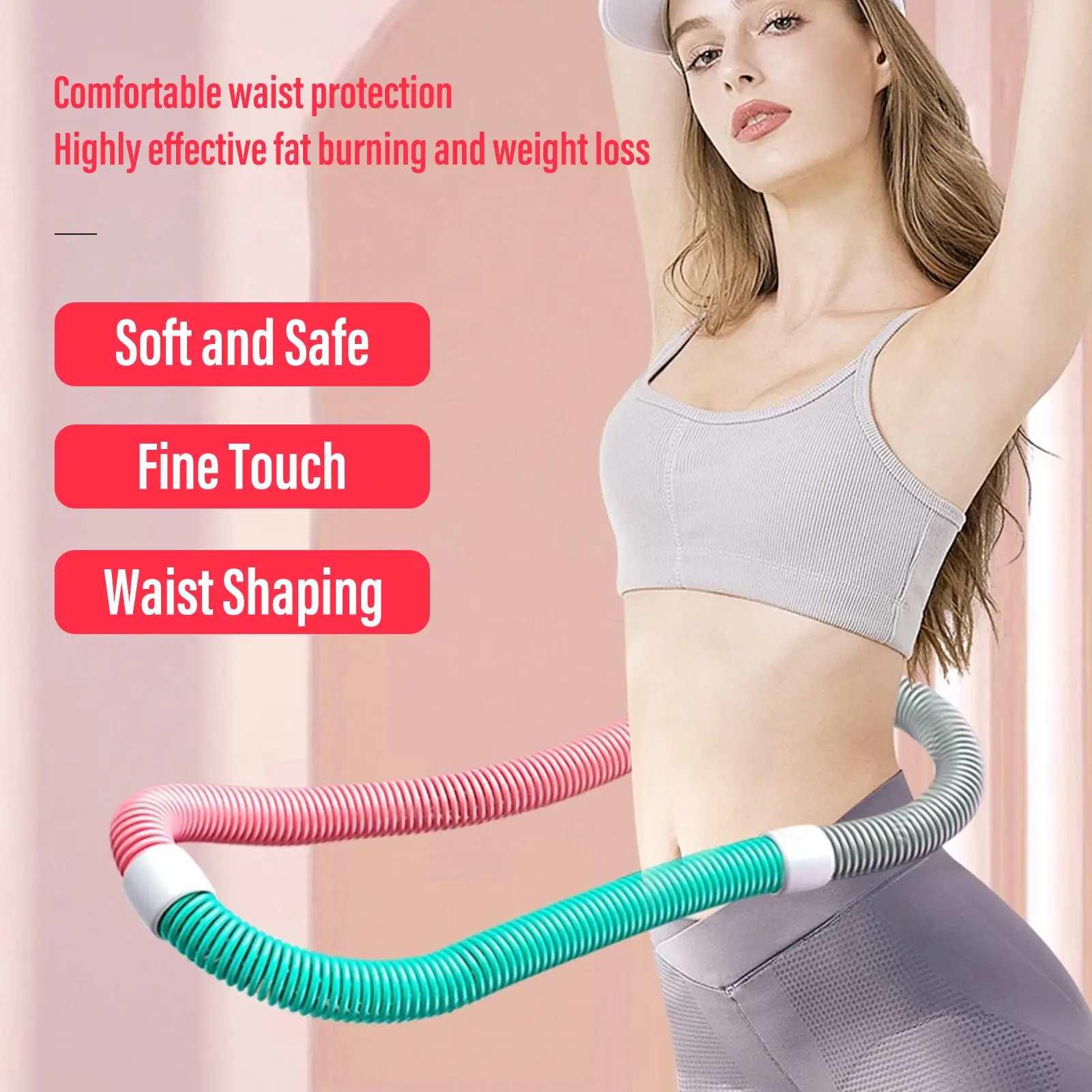 Weighted Soft Infinity Hoop 2.87lbs - Foldable, Spring Design No Waist Damage, Portable Weight Loss Exercise for Women Beginners Adults Kids, Home Travel Gym