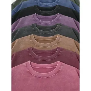 4 Pack Oversized Acid Wash Tees Unisex Vintage Heavyweight Baggy Gym T-Shirts | Mix Color Optionsfor Casual Wear