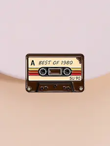 Vintage Tape Retro Music Badge, 80s Classic Style, Best of 1980 Theme, for Nostalgic Music Lovers & Vintage Fans, Fun Collection & Clothing Accessory