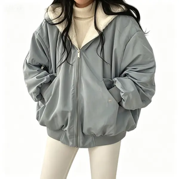 EMMIOL Womens Winter Coats Hooded Fleece Puffer Reversible Long Sleeve Oversized Full Zipper Warm Jackets