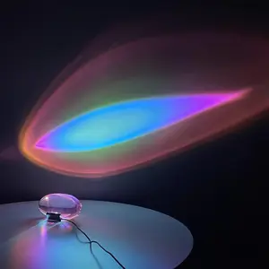 Colorful Artificial Crystal Table Lamp, USB Powered LED Projection Night Light, Led Mood Light, Aurora Projector Lamp, Novelty Lighting for Bedroom, Living Room, Home Decor