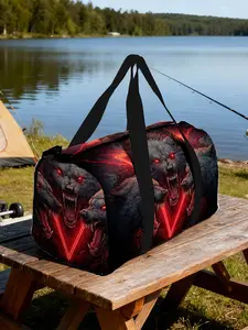 1pc Fierce Triple Wolves Travel bag Unisex Handbag, with Adjustable Shoulder Strap, Casual Sports Bag, Travel Duffel Bag, Durable Travel Equipment, Suitable for Business Trips, Perfect for Daily Use, Travel Duffle Bag