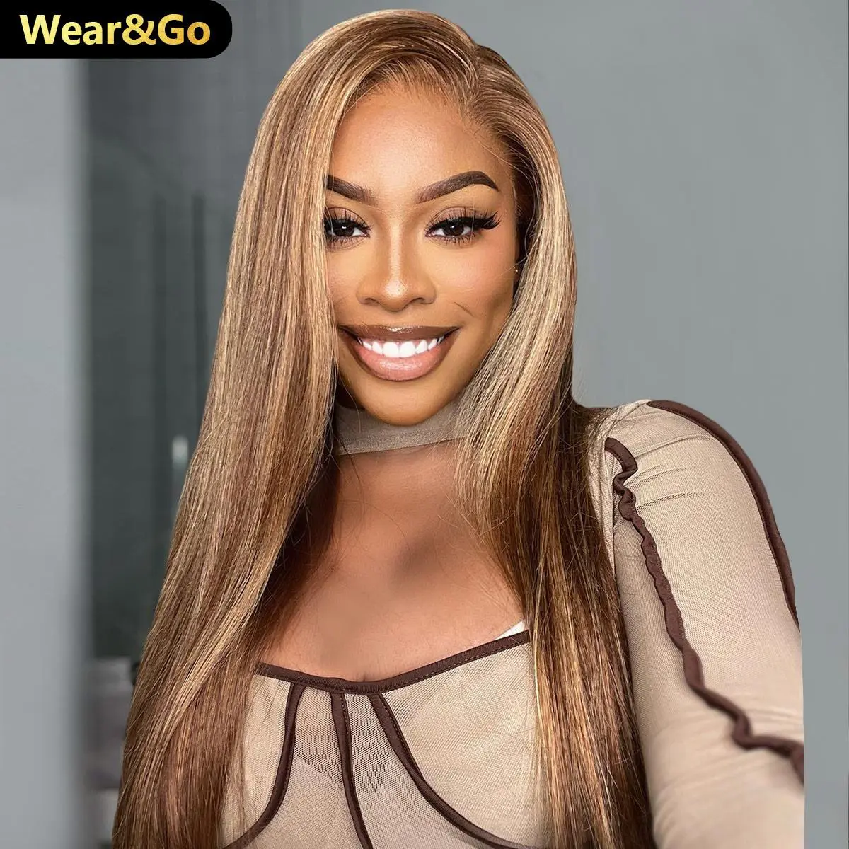 [Limited Deal] OQ HAIR Pre Cut Lace Highlight Ombre 4/27 Color Wear And Go Glueless Wigs 7x5 Straight Lace Front Human Hair Wigs #dealsforyoudays