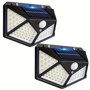 2-Pack New 100led Wall-Mounted Motion Sensor Lights, Smart Light Sensing Solar Charging, Auto Brightness Adjustment, Outdoor High-Quality Solar Sensor Lights