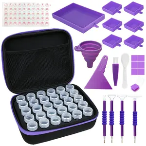 5D DIY Diamond Art Suitcase Accessories Kit with Storage Bottles Pen Trays And Tools Set Complete Kit for Diamond Painting Tool Diamond Painting Kits