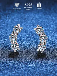 925 Sterling Silver Women's Elegant Moissanite Stud Earrings, Fashionable Earrings for Women & Girls, Trendy All-match & Exquisite Jewelry for Birthday Gift