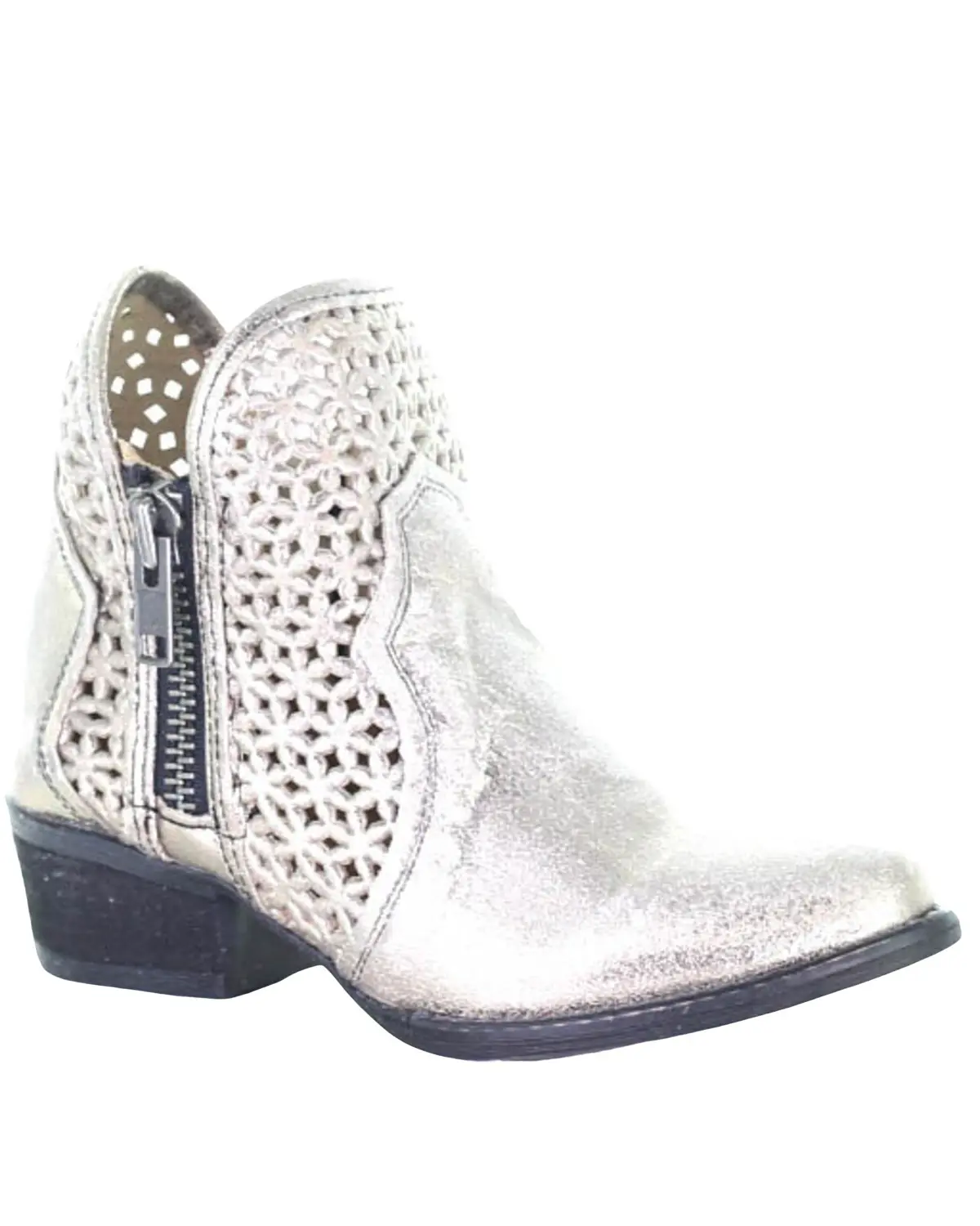Circle G Women's Women'S Silver Cut Out Fashion Booties Round Toe - Q5127