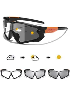 Photochromic Cycling Sunglasses, Sporty Windproof Glasses, Mountain Bike Glasses, Unisex Outdoor Eyewear for Biking, Running, Driving, Fishing, Golfing