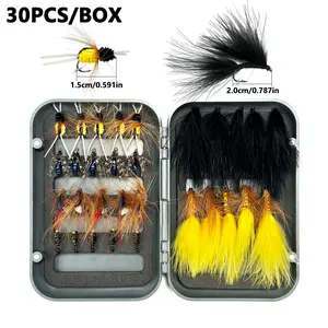 30-Piece Fly Fishing Lure Set, Fishing Lure Kit with Storage Box, Multi-Color Dry Flies and Nymphs Ideal for Trout Fishing Enthusiasts, Fishing Lures Kit