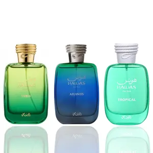 Rasasi Hawas 3-Pieces Unisex Aromatic Cologne Bundle - Atlantis, Verde, Tropical Scents with Citrus Musk Amber & Aquatic Blend for Daytime Wear