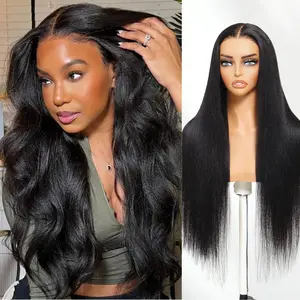 【Universal Fit 】Sunber 7x5 Yaki Straight HD Transparent Lace Front Wig No Slip Glueless Human Hair Wigs No Lace Lift Put On and Go