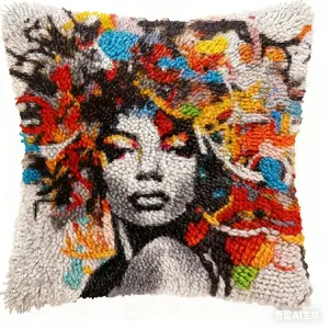 latch hook kits for adults Latch Cushion pcs,Valentine's Day giftBirthday gift,Pre-print pattern needle art set DIY pillowcase, for or Beginners Adults to Knott, DIY Latch Hook pcs, 43cm x 43 cm/17inx17in